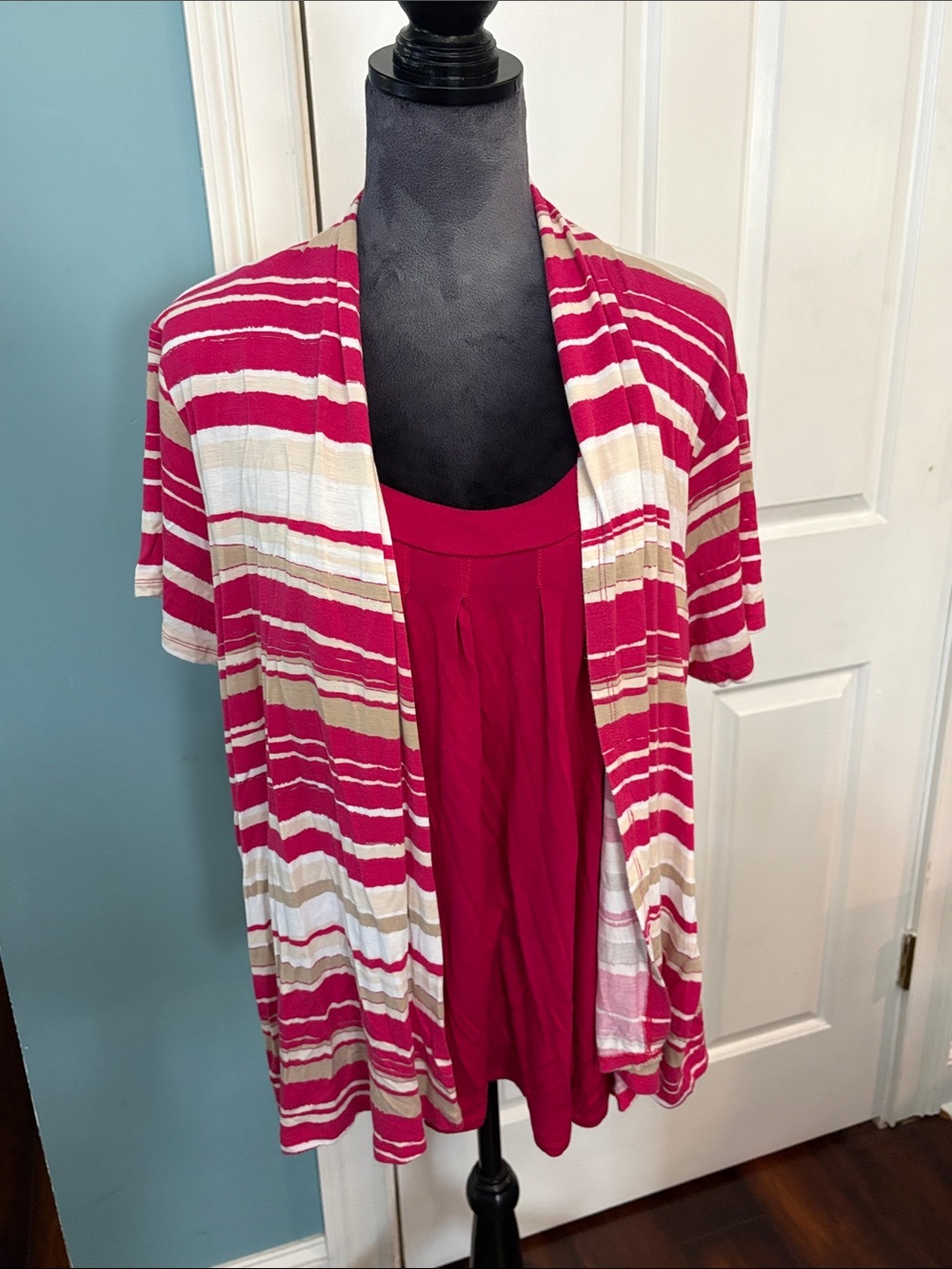 croft & barrow Striped Short Sleeve Blouse with Tank